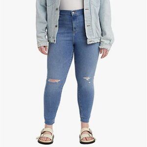 Levi's 721 Blue High Rise Skinny Distressed Denim Jeans Womens Plus Size 24W